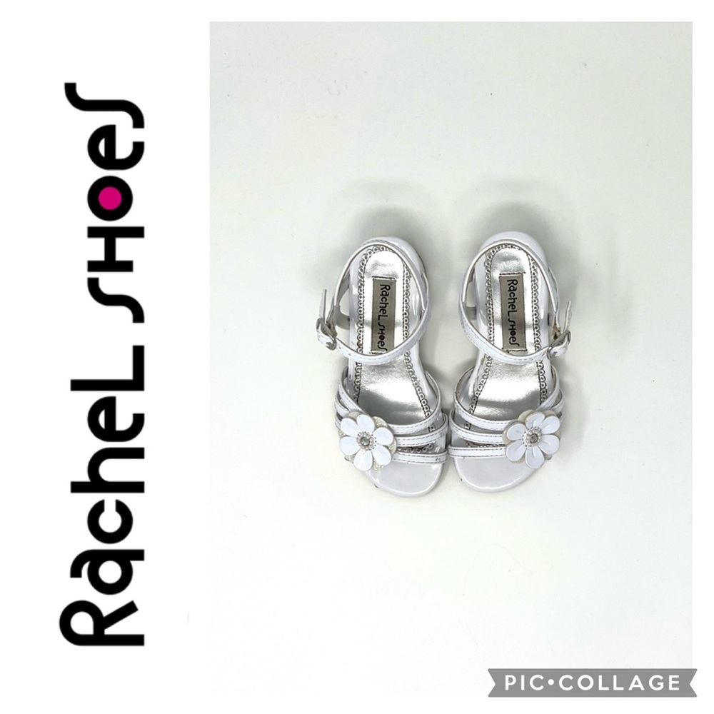 Rachel Shoes White Block Heel Sandals Size 8 Toddler